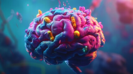 Wall Mural - a colorful representation of a brain showcases creativity and intelligence. this conceptual image hi