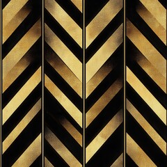 Wall Mural - bold art deco zigzag chevron seamless pattern in black and gold