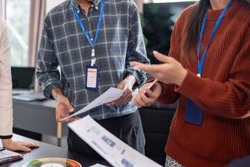 asian business woman brainstorm meeting pplication designers mobile app interface creative digital d