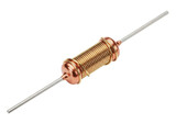 Electronic component resistor with copper coil isolated on transparent background