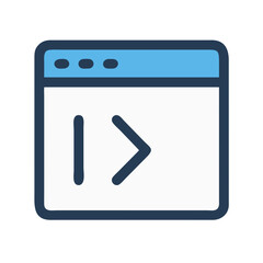 Web browser coding symbol icon for software development process