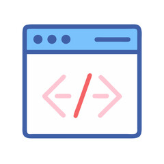 Website coding icon illustration, web development graphic