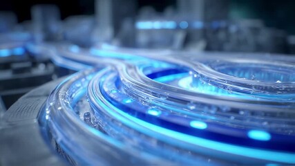 Wall Mural - glass fiber optics cables are glowing blue and transferring data at very high speed representing inn