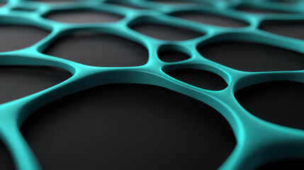 Wall Mural - intricate close-up of cyan abstract structure with unique pattern on a dark background for modern ar