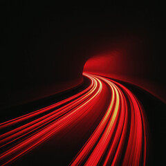 Wall Mural - dynamic light trails in a dark tunnel creating a sense of speed and motion with vibrant red colors a