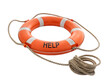 © Mosaraf Hossain - Orange life preserver ring with the word help written on it and rope