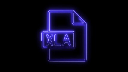 Wall Mural - Glowing blue neon X L A file icon on black background futuristic digital data symbol technology concept