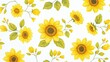 © Rinowz - Photorealistic, vintage-inspired sunflower pattern on cotton poplin. The design uses faded pastel colors for a retro style, draped smoothly on a white background.