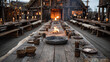 © DE - Rustic Viking Feast Hall Table Set for Celebration – Historical Atmosphere