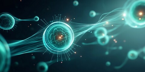 Wall Mural - nanobot robot nanotechnology medicine concept. abstract digital representation of microscopic organi