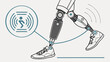 © Well - Illustration of a prosthetic leg with advanced technology, representing innovation in medical engineering and robotics, providing support and mobility for human movement isolated on white background