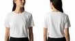 © hum lab - Blank White T-Shirt Mockup on Woman - Front and Back Views for Apparel Design and E-Commerce