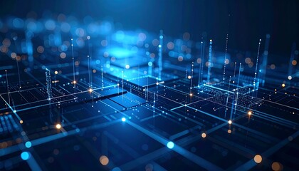 Abstract Digital Network Structure with Glowing Connections