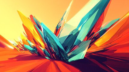 Wall Mural - a vibrant and colorful abstract design with intricate patterns and shapes creating visual interest