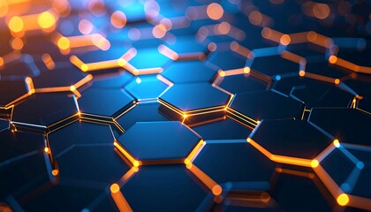Abstract hexagonal pattern with glowing lines