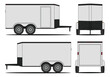 © Deden Irfandi - Food truck vector. Illustrations showcasing a white enclosed cargo trailer from different perspectives, including side, front, and rear views