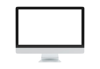 Wall Mural - modern computer screen isolated on transparent background. silver color. front view. 3d rendering