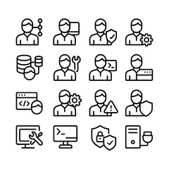 Outline Handdrawn System Administrator User Thin Line Style Icon Set