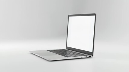 Laptop mockup with blank screen for content creation, isolated on white background