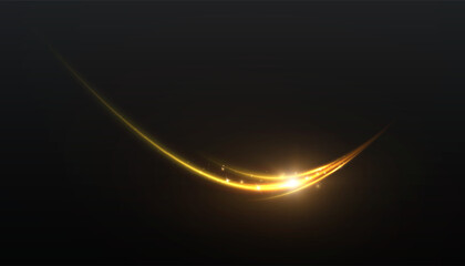 Canvas Print - vector light arc with golden glow and shine on dark background. suitable for futurism, speed, magic 