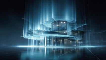 Wall Mural - a modern building 3d architecture hologram simulation