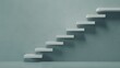 © Creative Mahdi - White floating stairs ascending against a muted teal wall background steps climbing