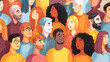 © MuhammadUmer - Diverse group of people illustration crowd portrait community inclusion unity togetherness artwork drawing