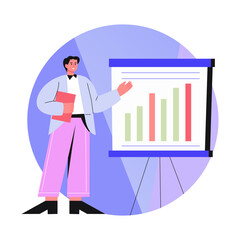 Canvas Print - a flat style illustration showing presentation