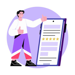 Canvas Print - A flat style illustration showing customer review