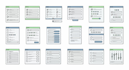 Modern web form elements for user interface design and app development prototyping with clear layout