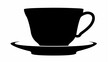 © Aimanmanzoor03 - A simple black silhouette of a tea cup resting on a saucer with a handle on the right side view shown