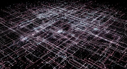 Abstract Digital Grid Pattern with Interconnected Lines