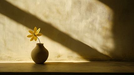Wall Mural - A delicate vase with a single flower displayed beautifully against a soft and inviting background