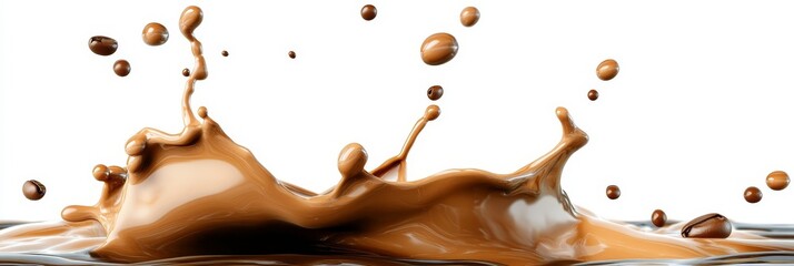 Wall Mural - aromatic splash of freshly brewed coffee captivating liquid art with brown drink and coffee beans
