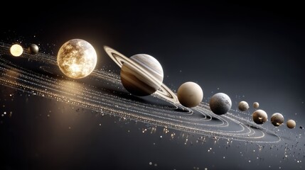 Wall Mural - celestial harmony with planets in stunning 3d render display