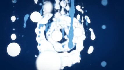 Wall Mural - Luminous white orbs float through a chaotic splash of blue and white abstract forms.