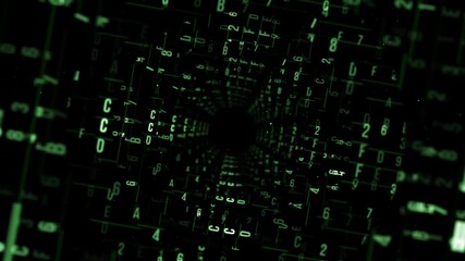 Sticker - Digital Technology Tunnel Background, Innovations flying through cyberspace.