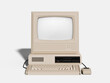 © impro-studio - Retro Computer Screen Mockup with Keyboard and Mouse. 3d rendering.