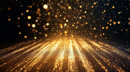 Wall Mural - golden spotlight illuminating an exquisite abstract scene with dynamic light trails and texture