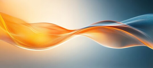 Wall Mural - dynamic abstract composition shimmering waves of orange and blue in elegant motion and flow