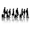 © My universe - Group of people traveling with luggage silhouette style for travel and tourism related design projects on transparent background