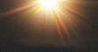 © RDVector - Sun Light Overlay with Flare Effect and Sparkle Ray Background. Bright Yellow Sunburst Glow for Summer Design or Transparent PNG Element. Shiny Bokeh Flash with Magic Spotlight and Golden Beam.