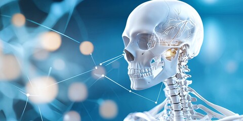 Wall Mural - artistic representation of the human skeletal system, 3d visualization with labeled bones, minimalis