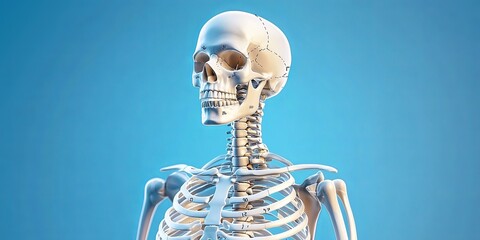 Wall Mural - artistic representation of the human skeletal system, 3d visualization with labeled bones, minimalis