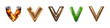 © sweet_mellow - 3D Letter V Designs With Diverse Textures And Materials. Creative Typography For Graphic Design Projects Isolated On Transparent Background