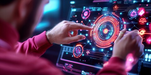 Wall Mural - close-up of a digital screen displaying blockchain data metrics, ai algorithms at work, automated wo