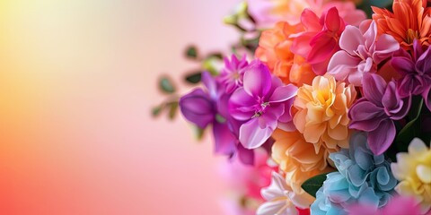Wall Mural - vibrant colors of stunning flowers linked by elegant line connections, captured with soft lighting o