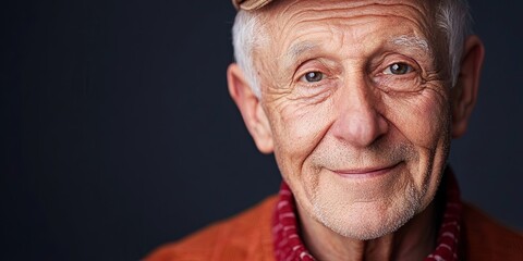 Wall Mural - line connection + striking portrait of an elderly man showcasing expressive eyes, neutral background