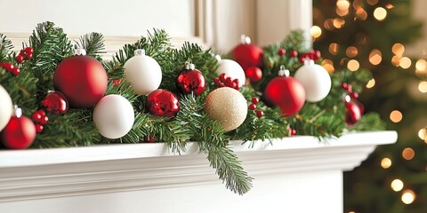 Wall Mural - a charming line connection embellished with colorful holiday decorations, embodying the essence of f