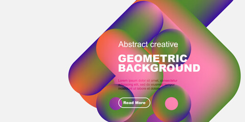 Wall Mural - vibrant abstract shapes overlap, creating dynamic geometric background. text promotes further explor